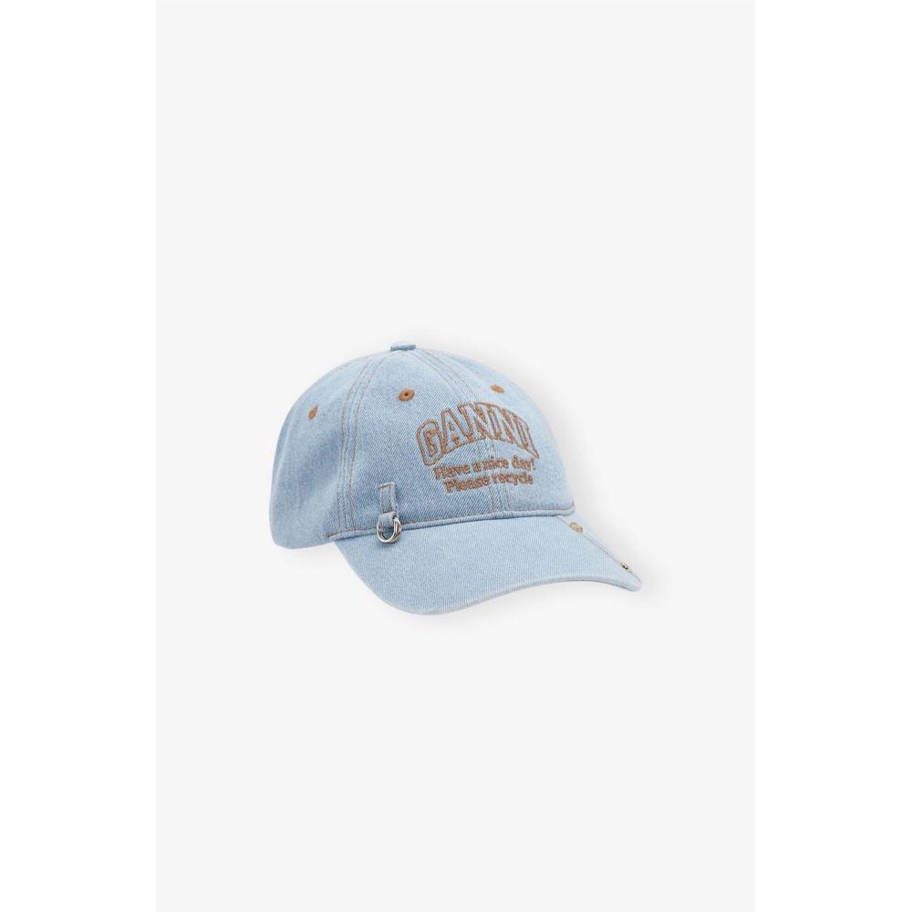 NEW GANNI men's cap hat in faded denim